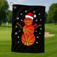 Christmas Basketball Snow Gift Basketball Christmas Gift Golf Towel thumb 1