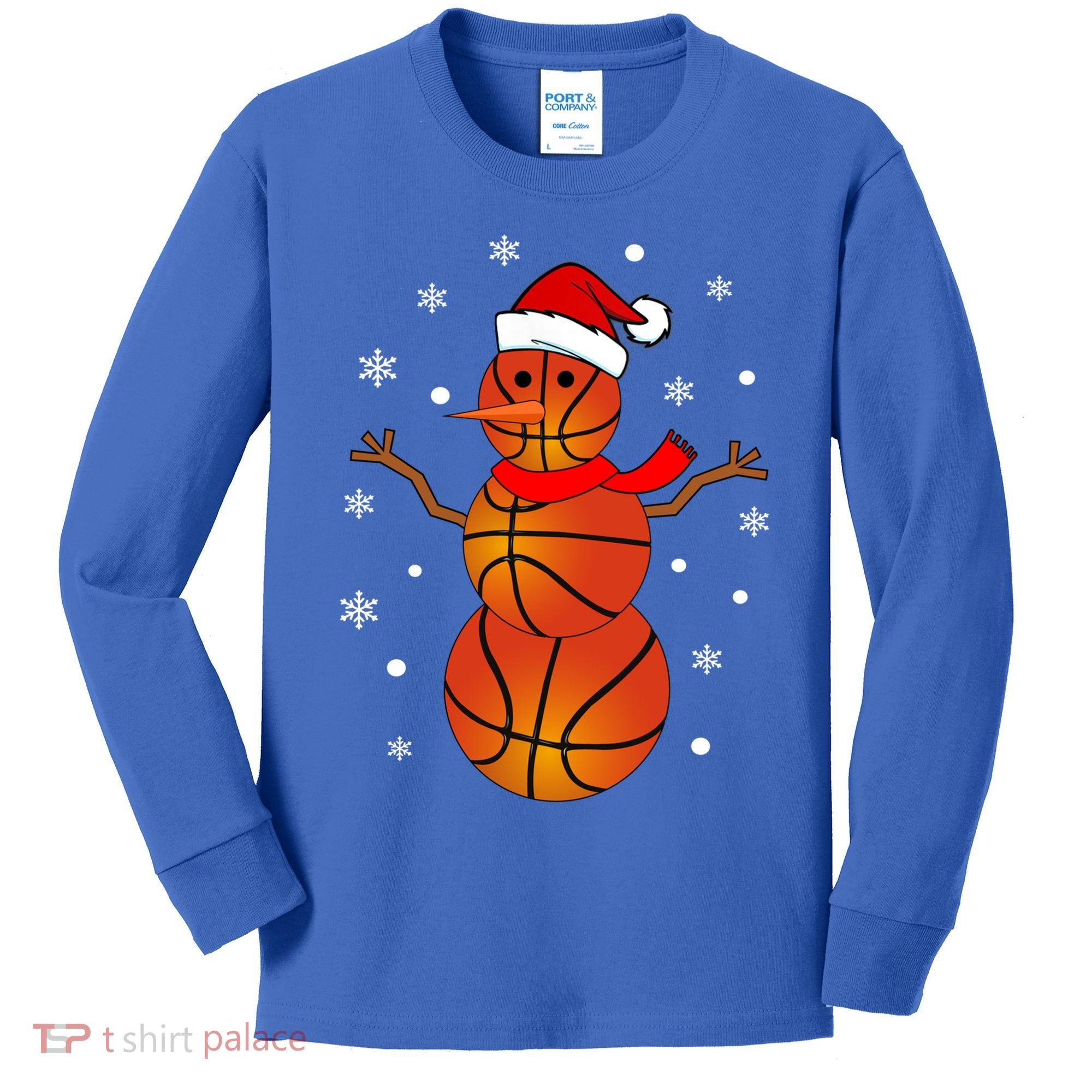 Christmas Basketball Snow Gift Basketball Christmas Gift Kids Long Sleeve Shirt