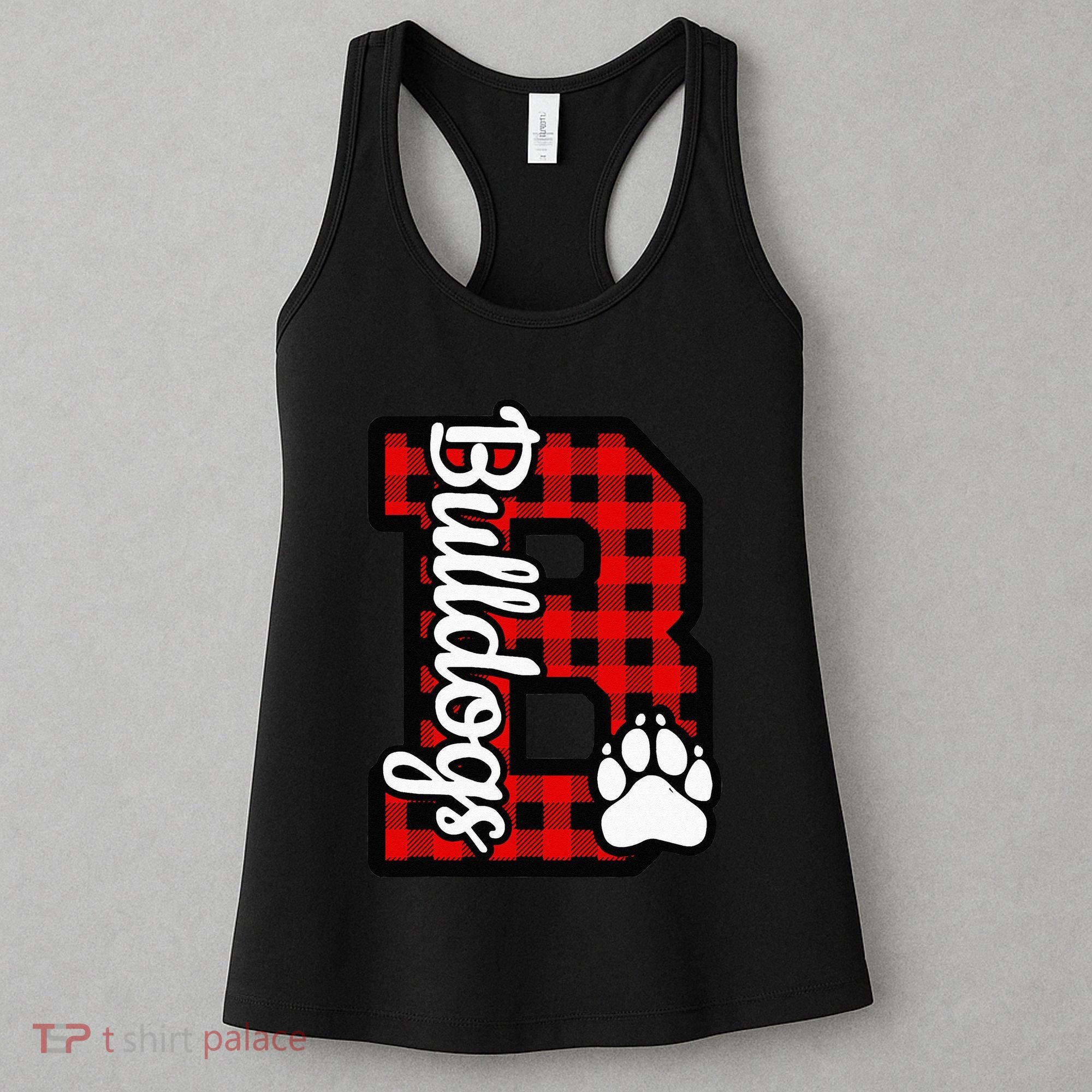 Cheer Bulldogs School Sports Fan Team Spirit Buffalo Plaid Women's Tank Top
