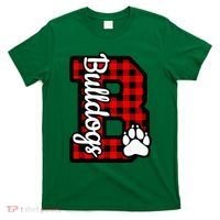 Cheer Bulldogs School Sports Fan Team Spirit Buffalo Plaid T-Shirt thumb 0