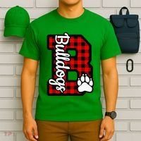 Cheer Bulldogs School Sports Fan Team Spirit Buffalo Plaid T-Shirt thumb 6