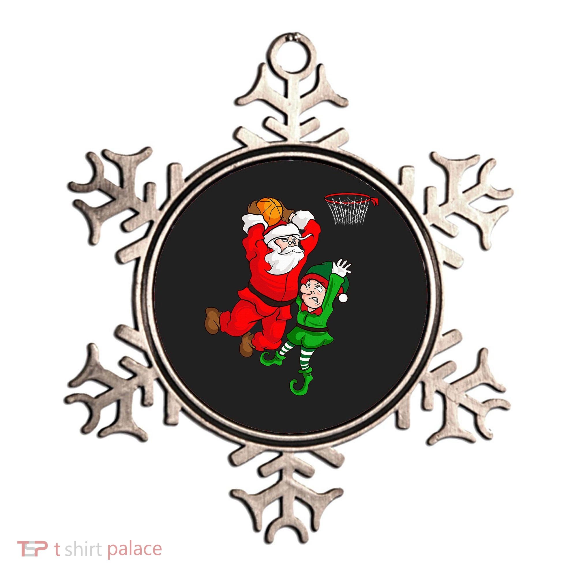 Christmas Basketball Santa Claus Slam Dunk Elf Funny Humor  Ornament