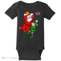 Christmas Basketball Santa Claus Slam Dunk Elf Funny Humor  Baby Bodysuit thumb 0