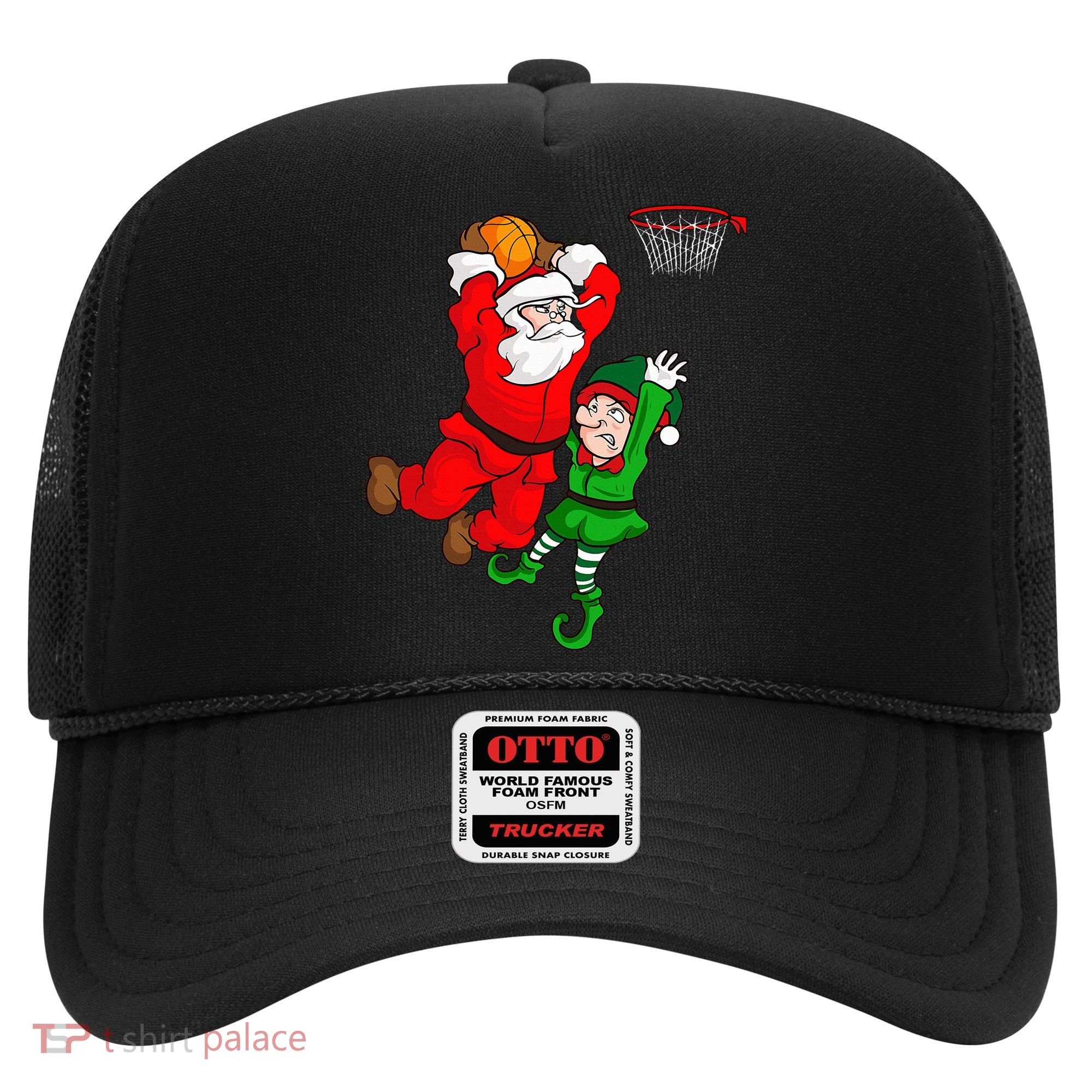Christmas Basketball Santa Claus Slam Dunk Elf Funny Humor  Hat