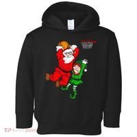 Christmas Basketball Santa Claus Slam Dunk Elf Funny Humor  Toddler Hoodie thumb 0