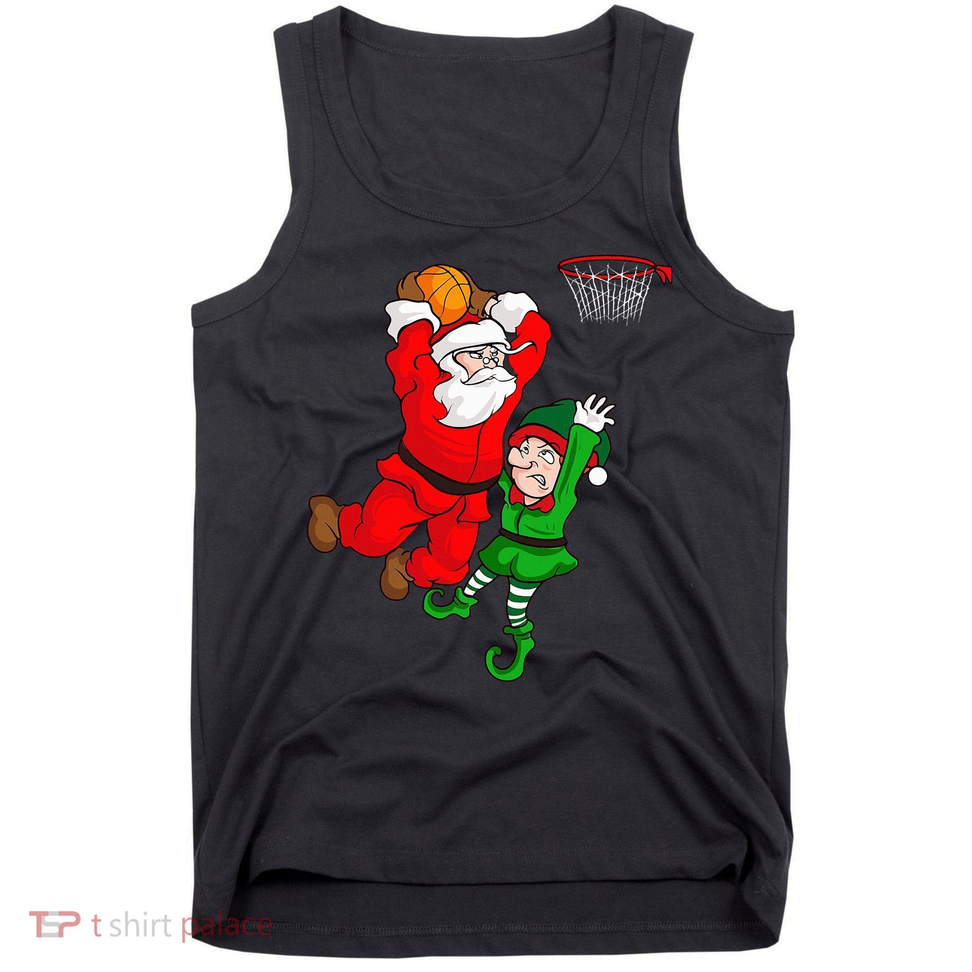 Christmas Basketball Santa Claus Slam Dunk Elf Funny Humor  Tank Top