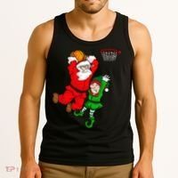 Christmas Basketball Santa Claus Slam Dunk Elf Funny Humor  Tank Top thumb 3