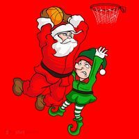 Christmas Basketball Santa Claus Slam Dunk Elf Funny Humor  Santa Hat thumb 1