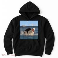Cat Biting Shark Humorous Playful Funny Cat And Shark Hoodie thumb 0