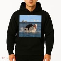 Cat Biting Shark Humorous Playful Funny Cat And Shark Hoodie thumb 2