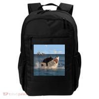 Cat Biting Shark Humorous Playful Funny Cat And Shark Backpack thumb 0