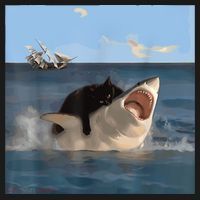 Cat Biting Shark Humorous Playful Funny Cat And Shark Women's Hoodie thumb 2