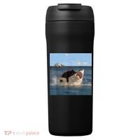 Cat Biting Shark Humorous Playful Funny Cat And Shark 24oz Duet Stainless Steel Tumbler thumb 0
