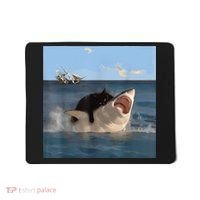 Cat Biting Shark Humorous Playful Funny Cat And Shark Mousepad thumb 0