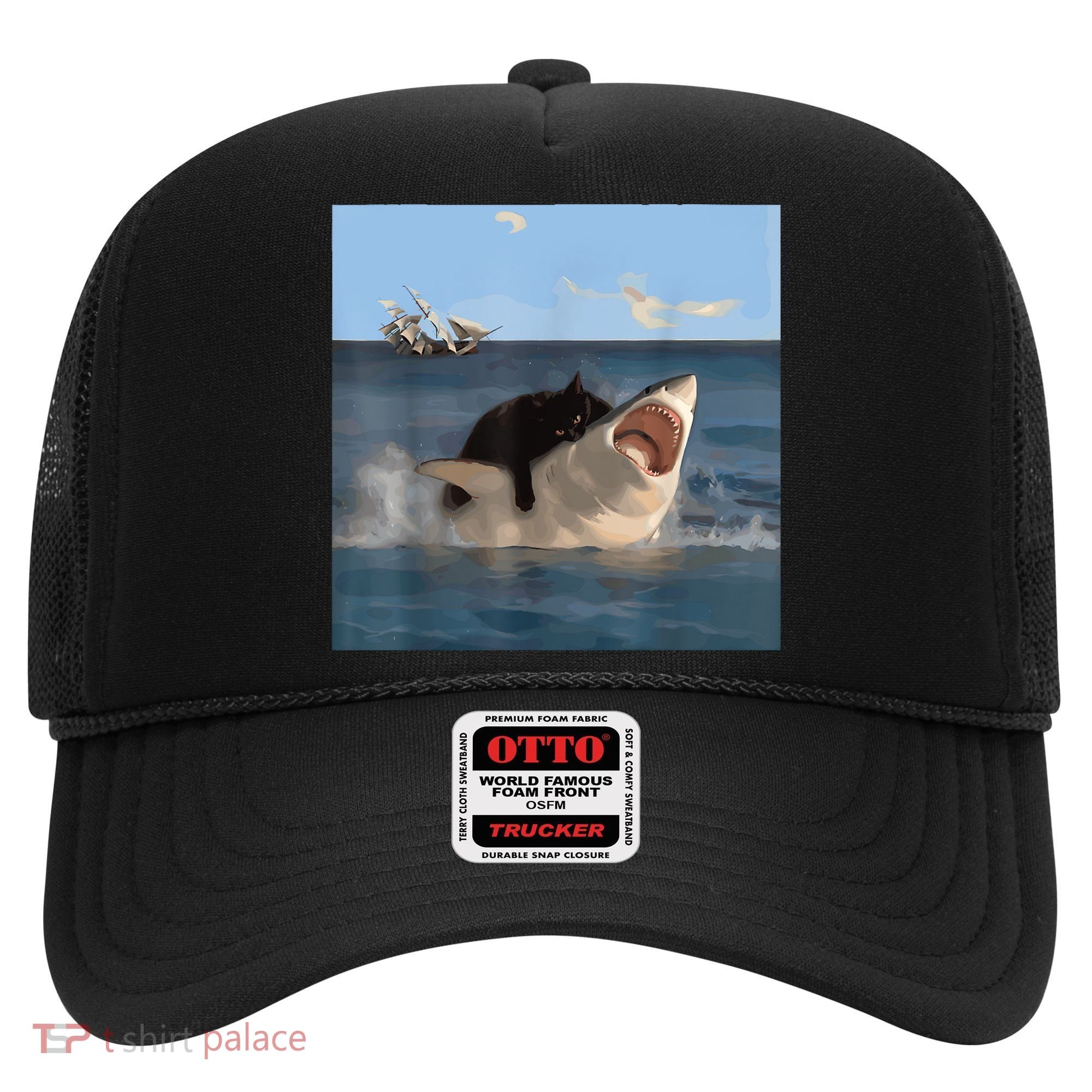 Cat Biting Shark Humorous Playful Funny Cat And Shark Hat
