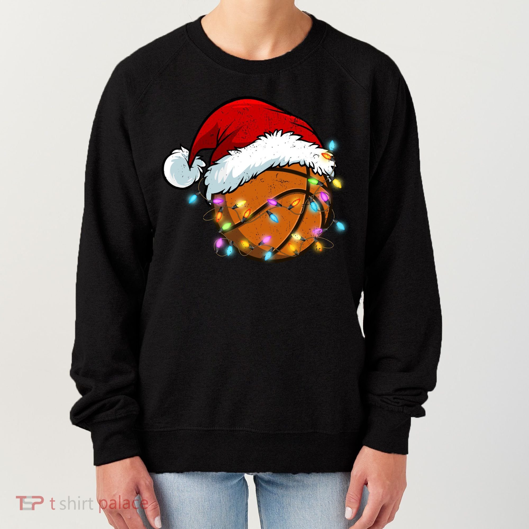 Christmas Basketball Santa Hat Sport Xmas Light Cool Gift Women's Sweatshirt