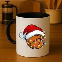 Christmas Basketball Santa Hat Sport Xmas Light Cool Gift Coffee Mug thumb 4