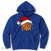Christmas Basketball Santa Hat Sport Xmas Light Cool Gift Hoodie thumb 0