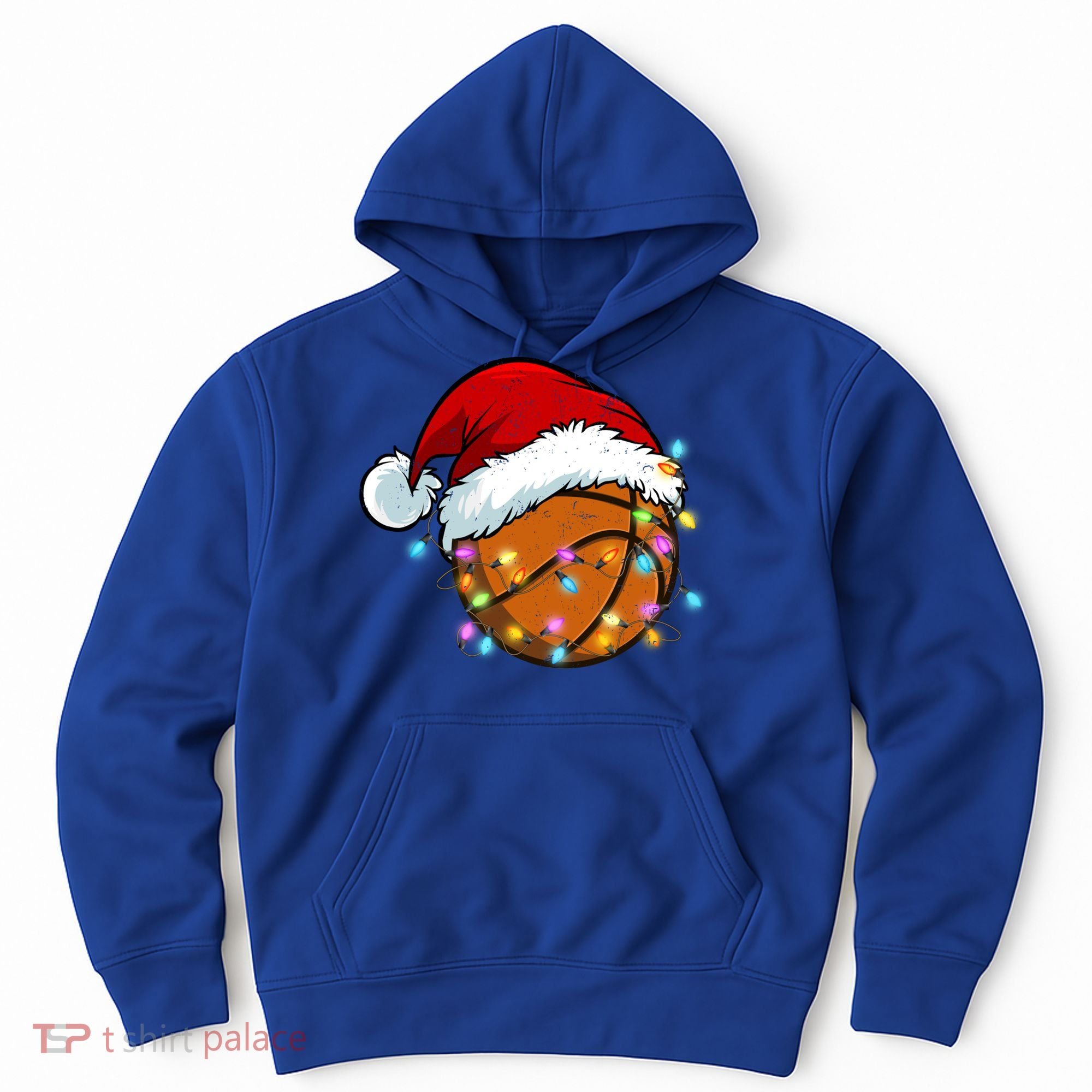 Christmas Basketball Santa Hat Sport Xmas Light Cool Gift Hoodie