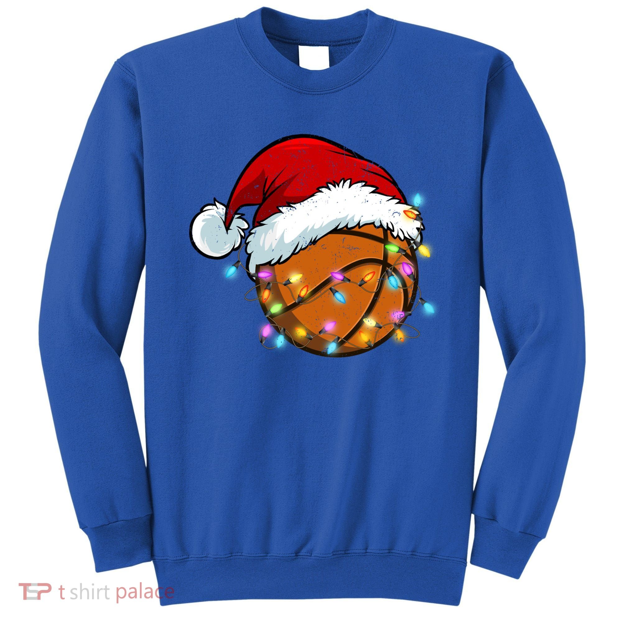 Christmas Basketball Santa Hat Sport Xmas Light Cool Gift Sweatshirt