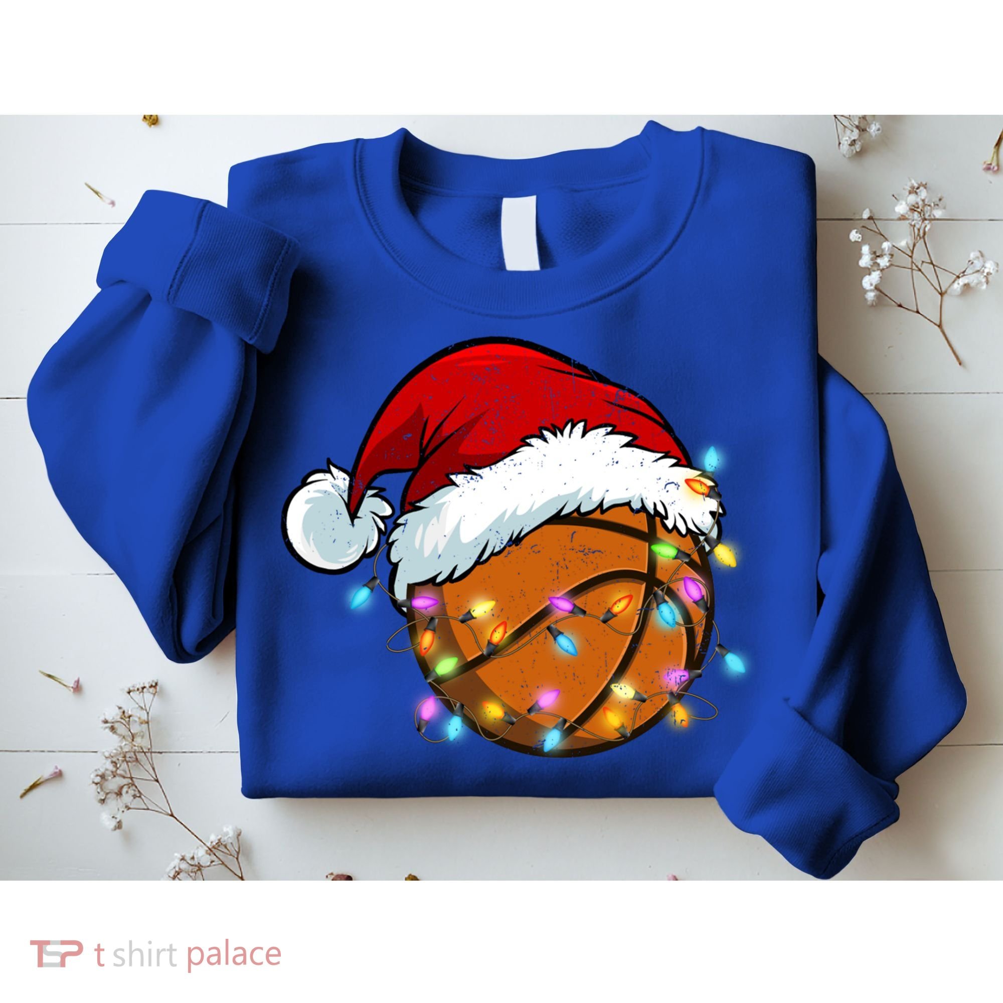 Christmas Basketball Santa Hat Sport Xmas Light Cool Gift Sweatshirt