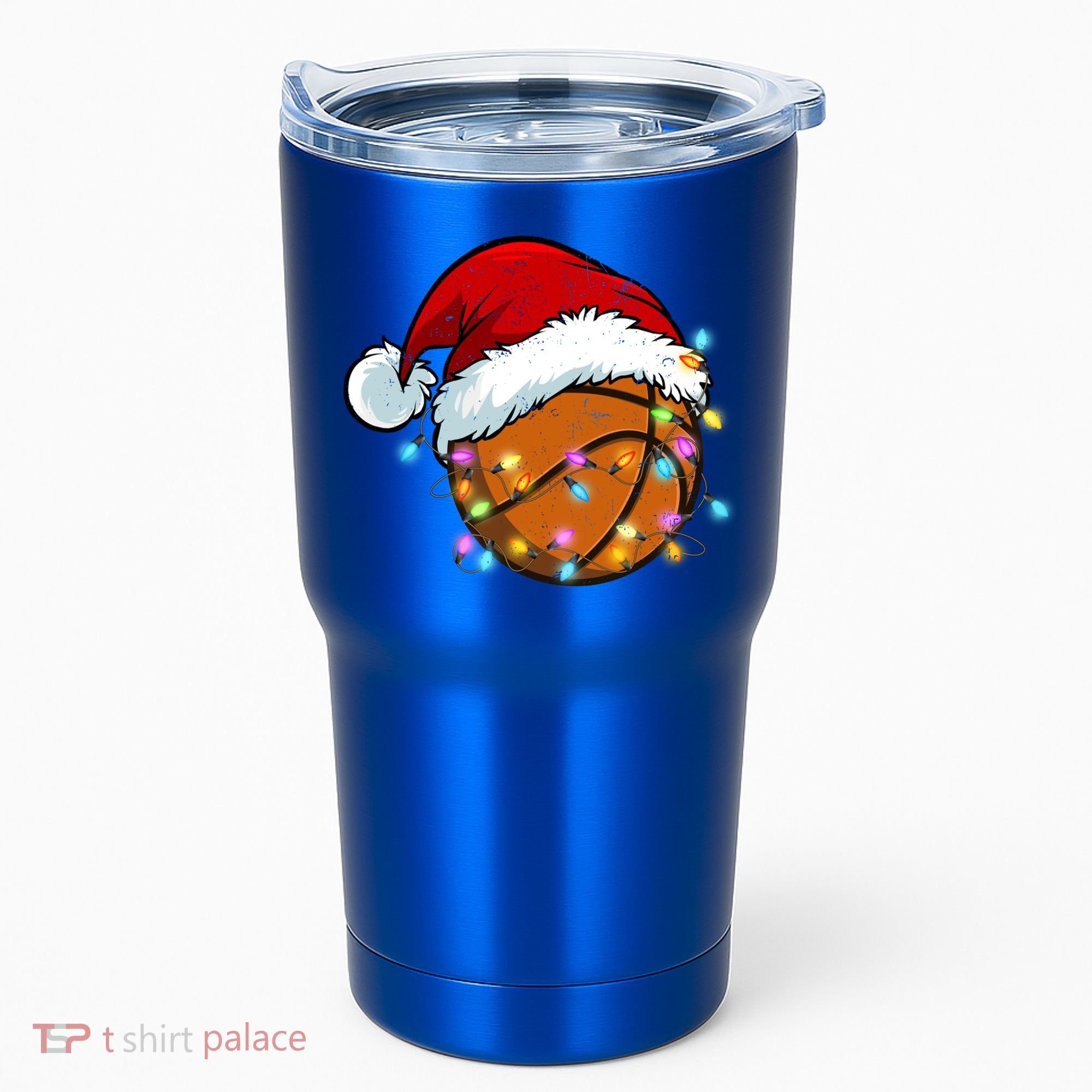Christmas Basketball Santa Hat Sport Xmas Light Cool Gift Tumbler
