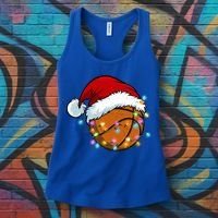 Christmas Basketball Santa Hat Sport Xmas Light Cool Gift Women's Tank Top thumb 3