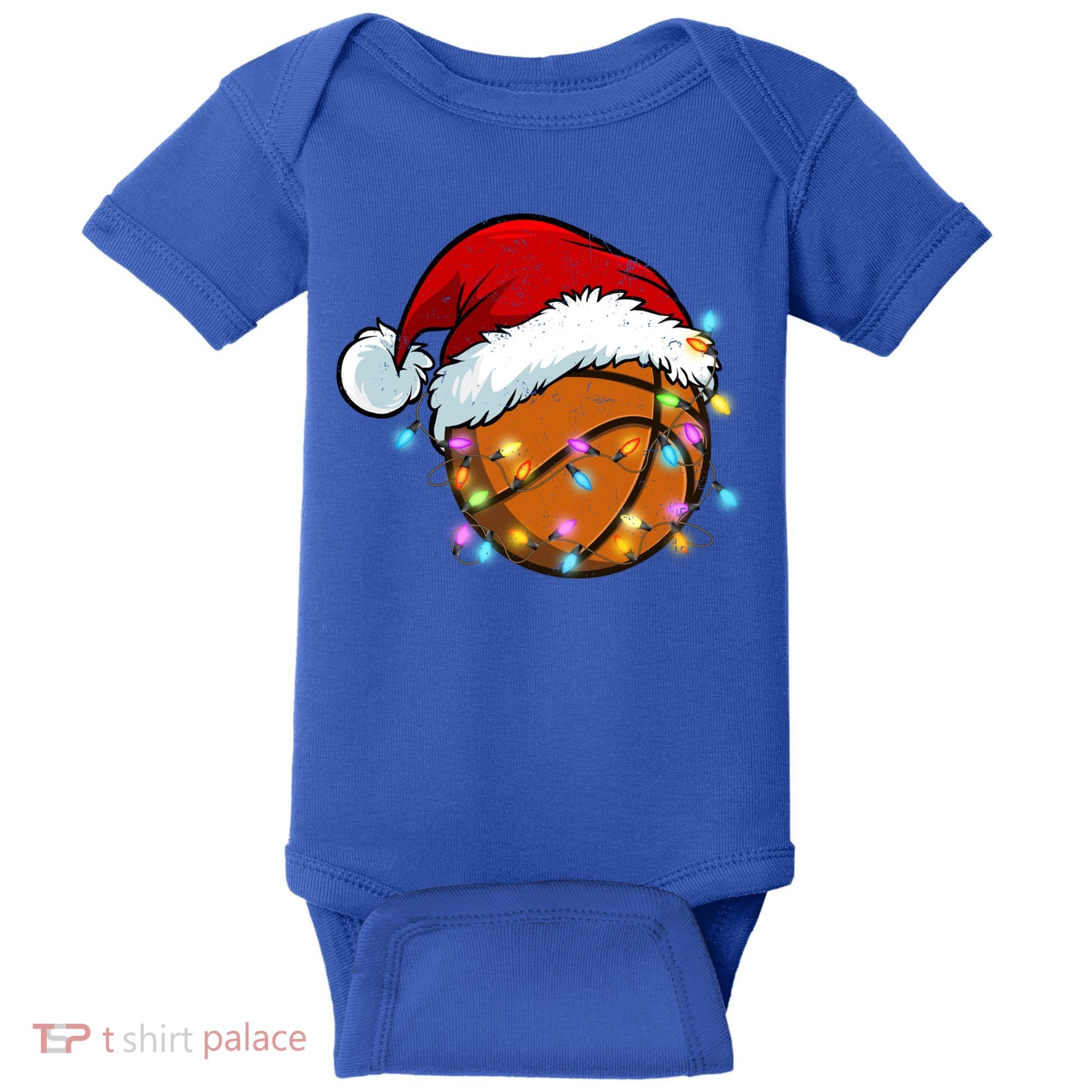 Christmas Basketball Santa Hat Sport Xmas Light Cool Gift Baby Bodysuit