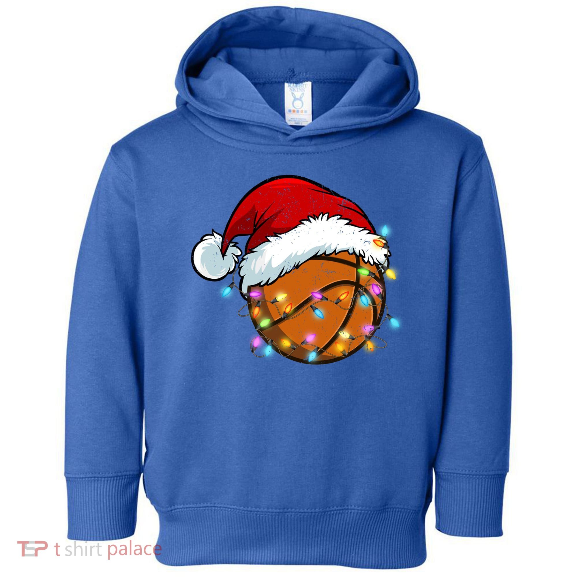 Christmas Basketball Santa Hat Sport Xmas Light Cool Gift Toddler Hoodie