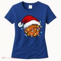 Christmas Basketball Santa Hat Sport Xmas Light Cool Gift Women's T-Shirt thumb 0