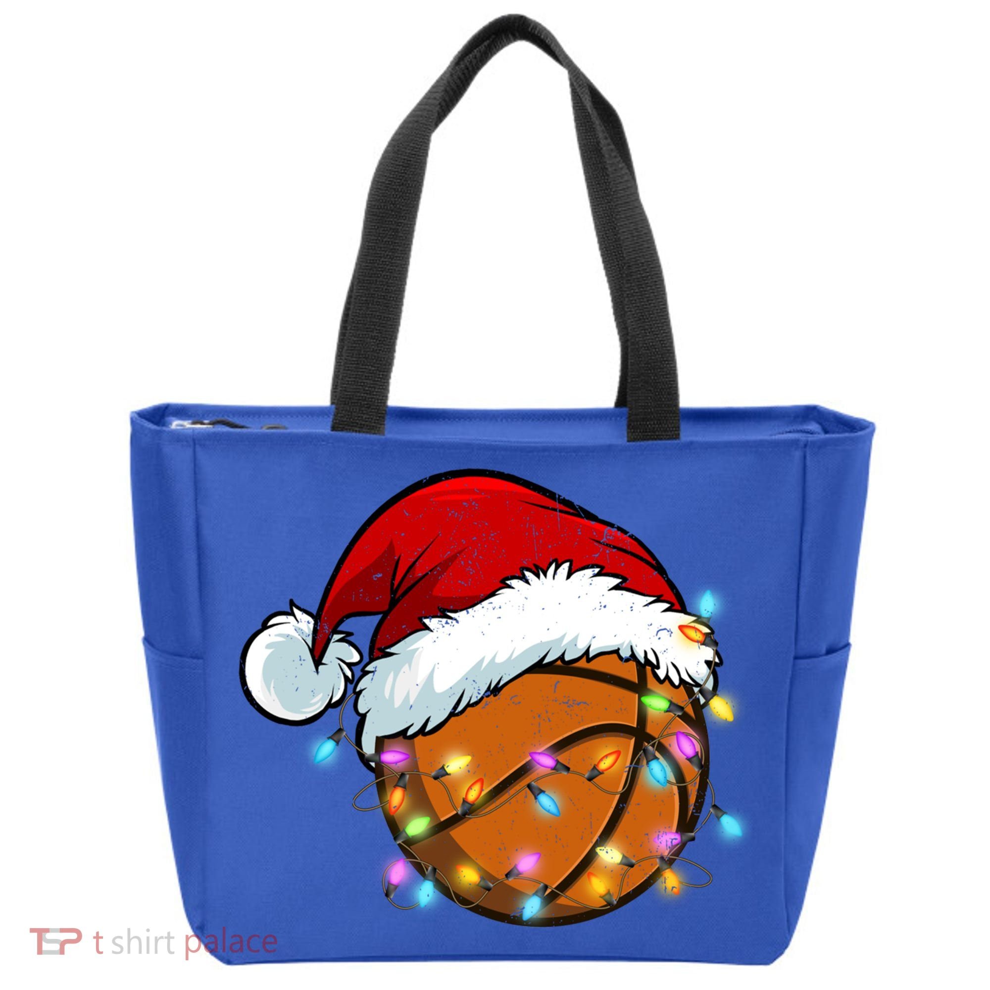 Christmas Basketball Santa Hat Sport Xmas Light Cool Gift Tote Bag