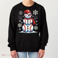 Christmas Baseball Snowman Baseball Christmas Women's Sweatshirt thumb 0