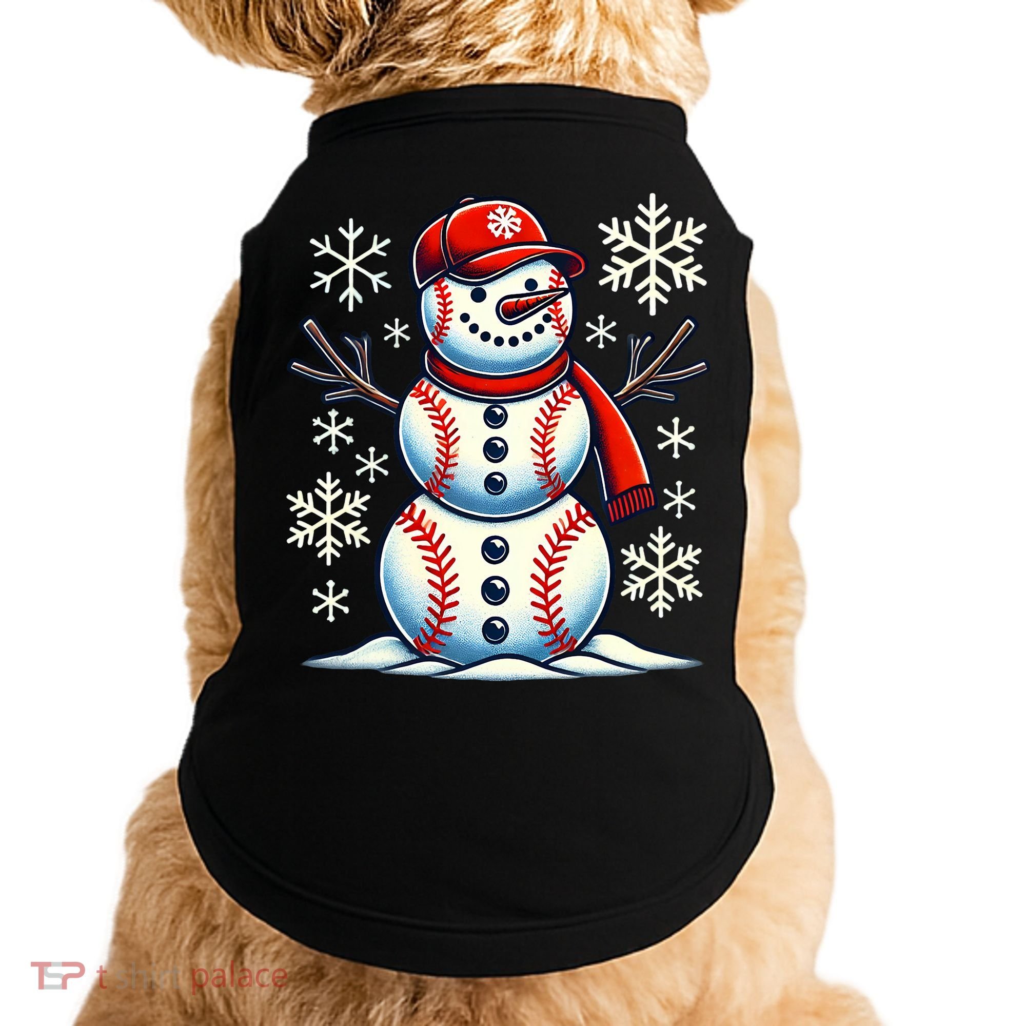 Christmas Baseball Snowman Baseball Christmas Doggie Tank