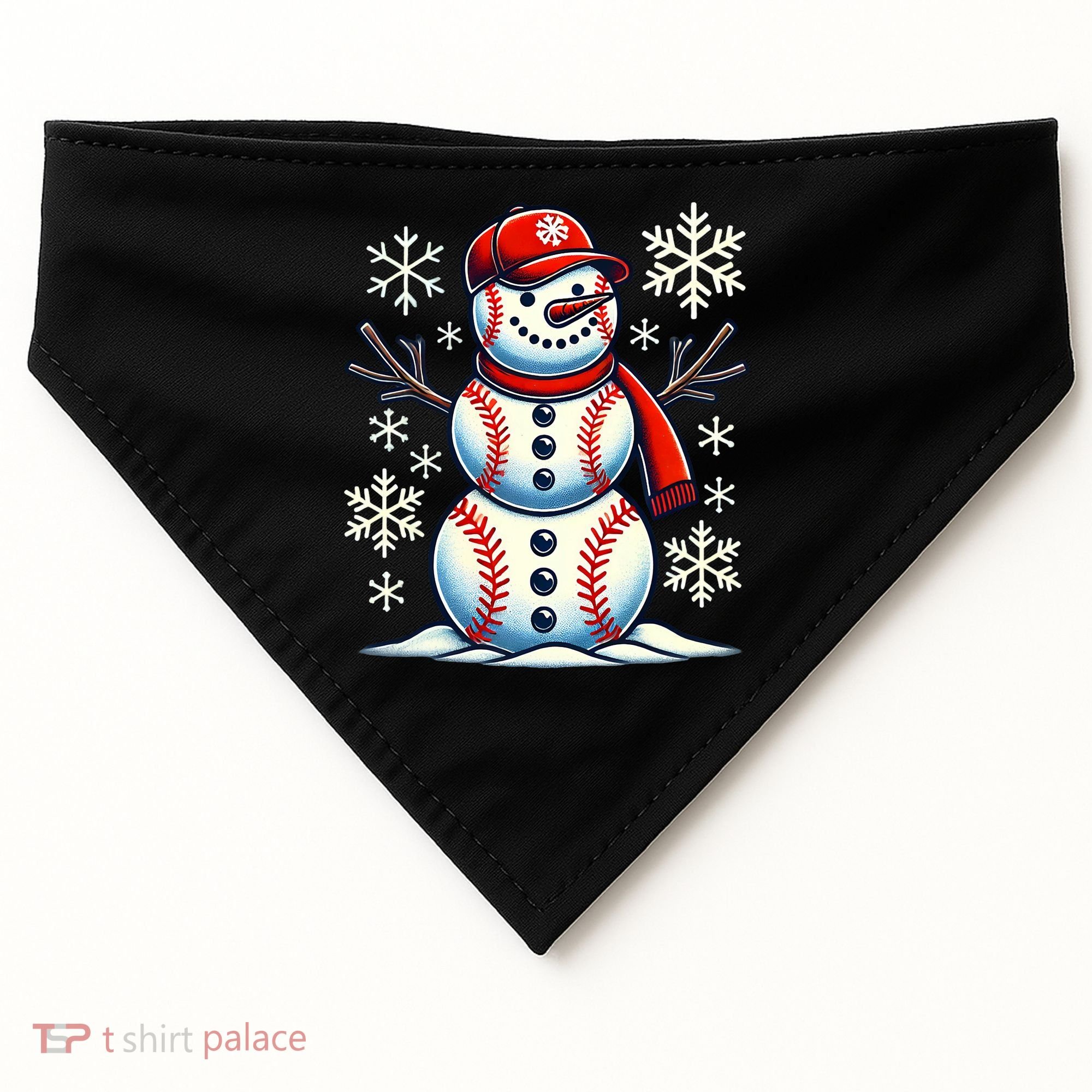 Christmas Baseball Snowman Baseball Christmas USA-Made Doggie Bandana