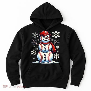 Christmas Baseball Snowman Baseball Christmas Hoodie