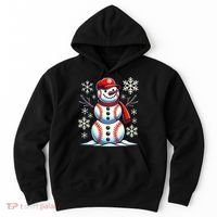 Christmas Baseball Snowman Baseball Christmas Hoodie thumb 0