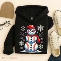 Christmas Baseball Snowman Baseball Christmas Hoodie thumb 4