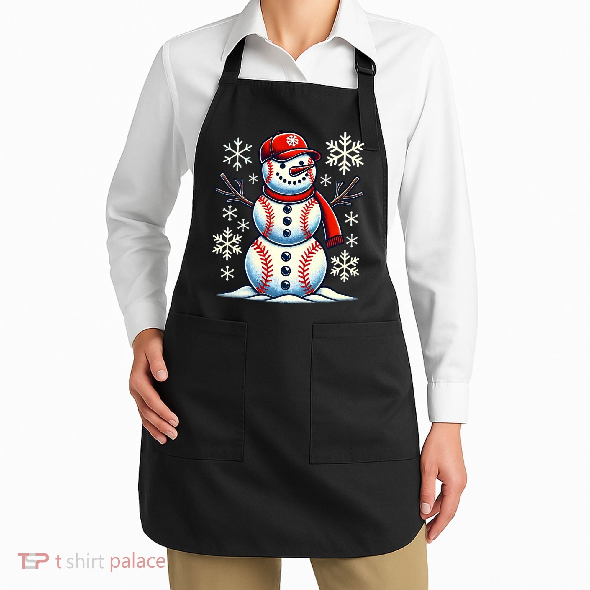 Christmas Baseball Snowman Baseball Christmas Apron