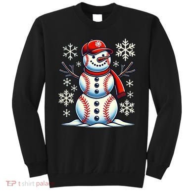 Christmas Baseball Snowman Baseball Christmas Sweatshirt