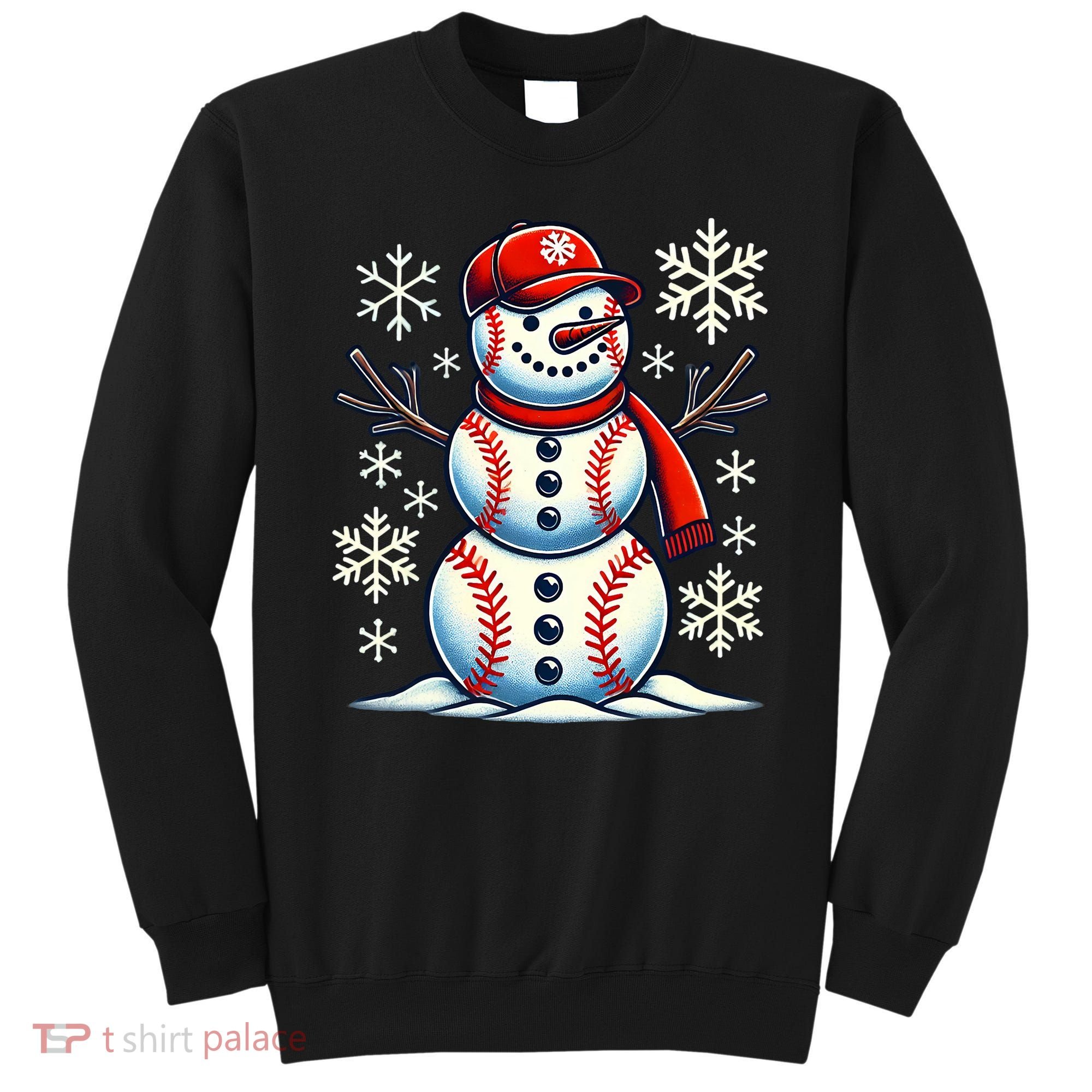 Christmas Baseball Snowman Baseball Christmas Sweatshirt