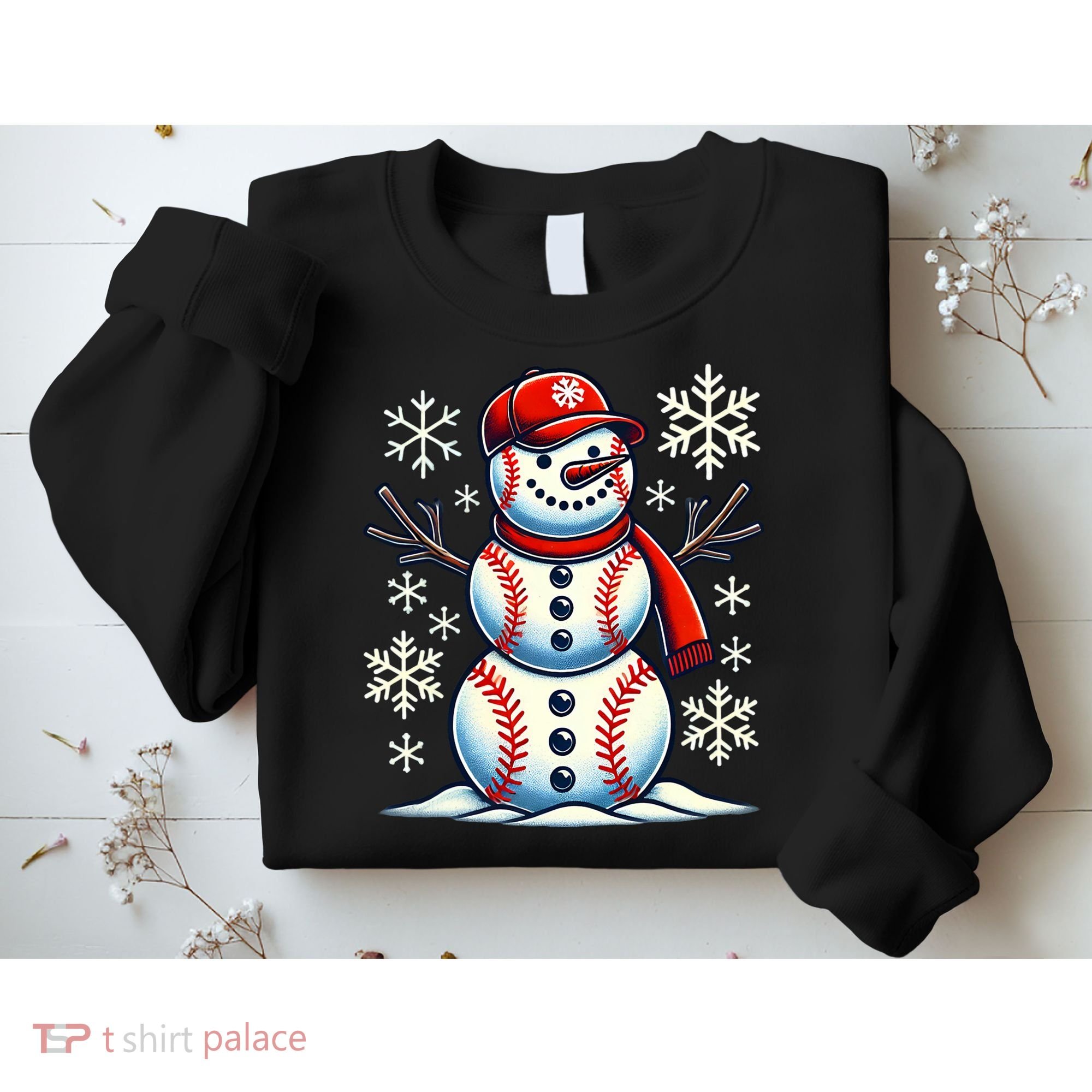 Christmas Baseball Snowman Baseball Christmas Sweatshirt