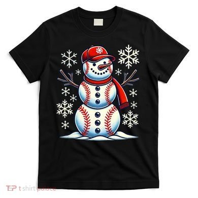 Christmas Baseball Snowman Baseball Christmas T-Shirt