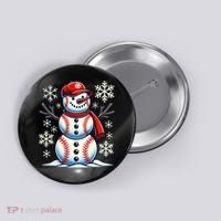 Christmas Baseball Snowman Baseball Christmas Button thumb 0