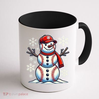 Christmas Baseball Snowman Baseball Christmas Coffee Mug back