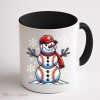Christmas Baseball Snowman Baseball Christmas Coffee Mug thumb 1