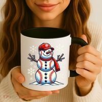 Christmas Baseball Snowman Baseball Christmas Coffee Mug thumb 3