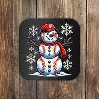 Christmas Baseball Snowman Baseball Christmas Coaster thumb 0