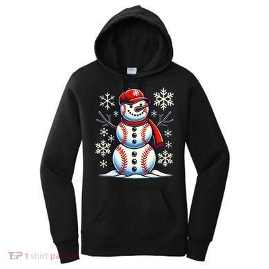 Christmas Baseball Snowman Baseball Christmas Women's Hoodie