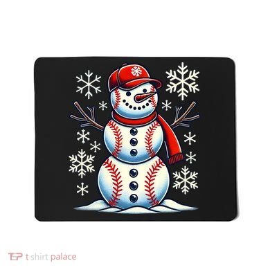 Christmas Baseball Snowman Baseball Christmas Mousepad