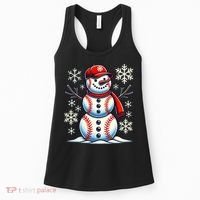 Christmas Baseball Snowman Baseball Christmas Women's Tank Top thumb 0